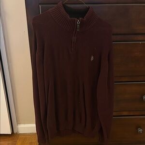 U.S. Polo Assn. Men's Burgundy Zip-Up Sweater